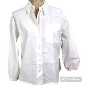 NWT SUNDRY Size X-Small White Poplin Cotton Oversized Button-Down Shirt Preppy